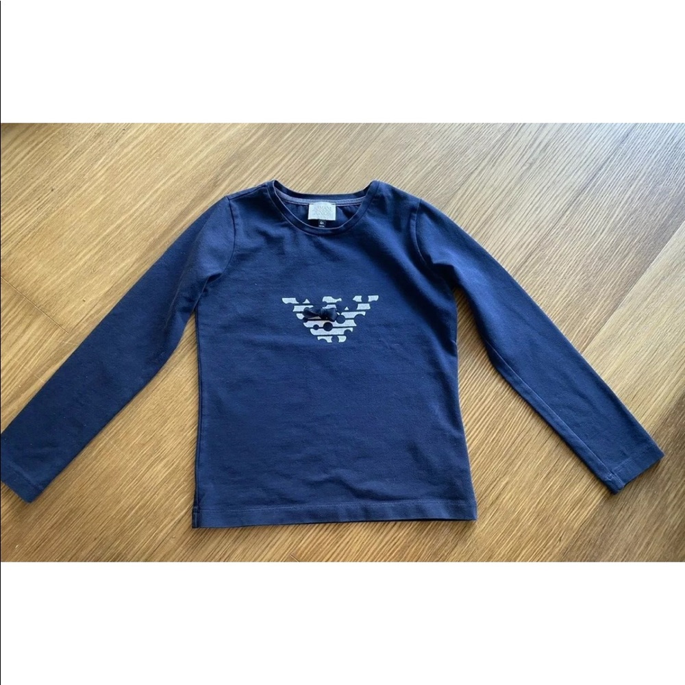 Armani Junior Girl Blue Cotton Long Sleeve Top Shirt Size 6
